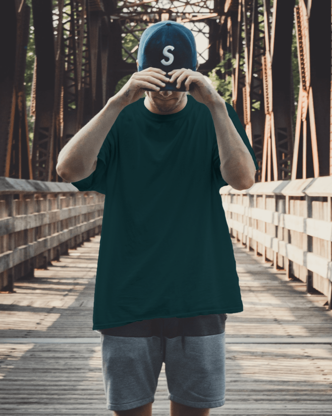Petrol Blue Men's Oversized T-shirt